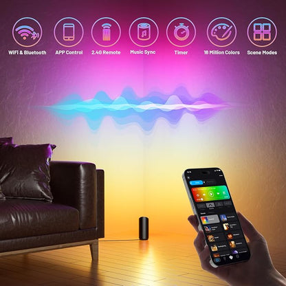 2 Pack Smart Up Lights Indoor: Dimmable RGBW Floor Can Lights, Alexa