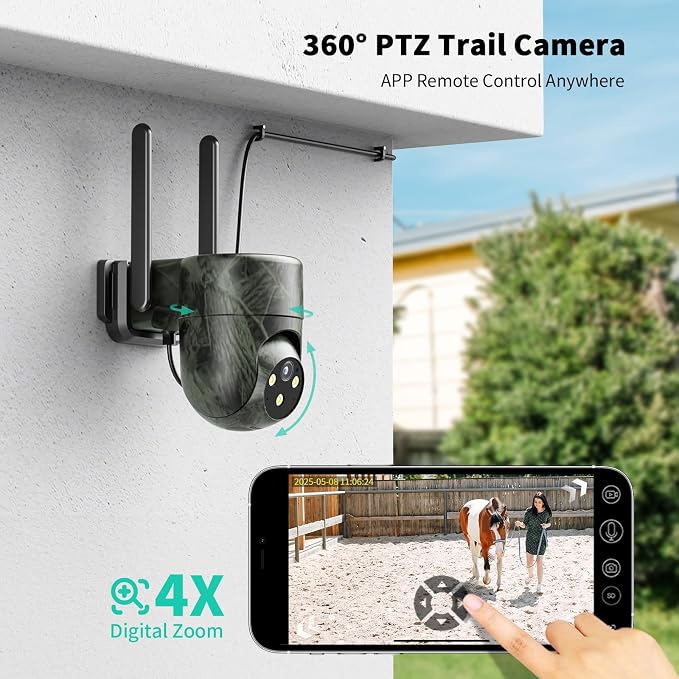 LIWAN Wired 4G LTE Cellular Security Camera, No WiFi Needed, 32GB, Green