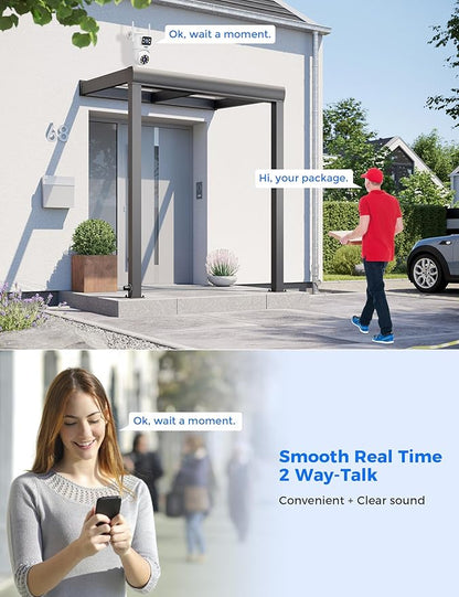Hiseeu WiFi Security Camera Dual Lens 5G/2.4G WiFi PTZ Camera Outdoor,Power Cord,IP65 Waterproof Motion Tracking,Color Night Version, No-Monthly Fees