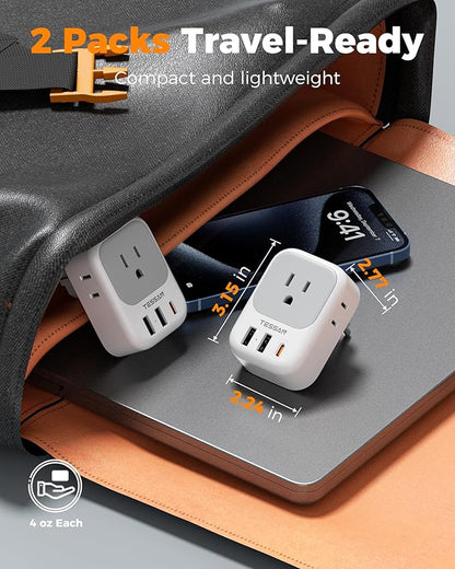 TESSAN 2 Pack Type E F Plug Adapter, Schuko Plug