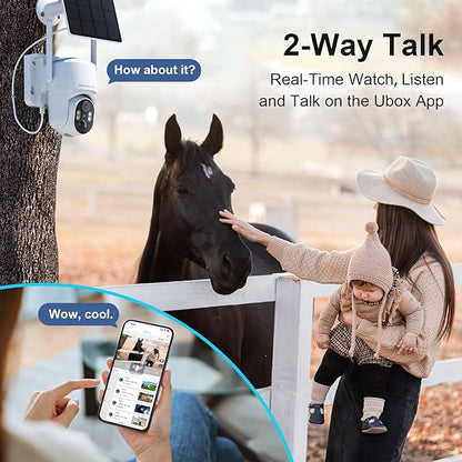 No WIFI Security Camera No Internet Needed, 4G LTE Cellular Security Camera Outdoor Wireless, Solar Power Security Camera Outside, PIR Sensor, 2K Color Night Vision, 360View, 2-Way Talk, IP66