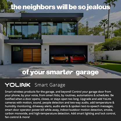 YoLink Garage Door Controller and Wireless Sensor - Remote Control Existing Garage Door Opener, 1/4 Mile World's Longest Range Garage Door Control Kit Compatible with Alexa IFTTT, YoLink Hub Required