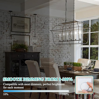 GoBright Dimmable E12 Candelabra LED Light Bulbs 60W Equivalent, Ultra Bright 630LM Chandelier Light Bulbs 5000K Daylight White, 6-Pack 6W Vintage Clear Glass LED Candle Bulb for Ceiling Fans