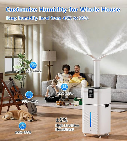 30L/7.93Gal Humidifier Large Room 4200 ft², Supersized Cool Mist, 120H Quiet Humidifiers for Bedroom, 3000mL/h Mist Output, Touch/Remote Control, Humidifiers for Home, Whole House, Plant, White