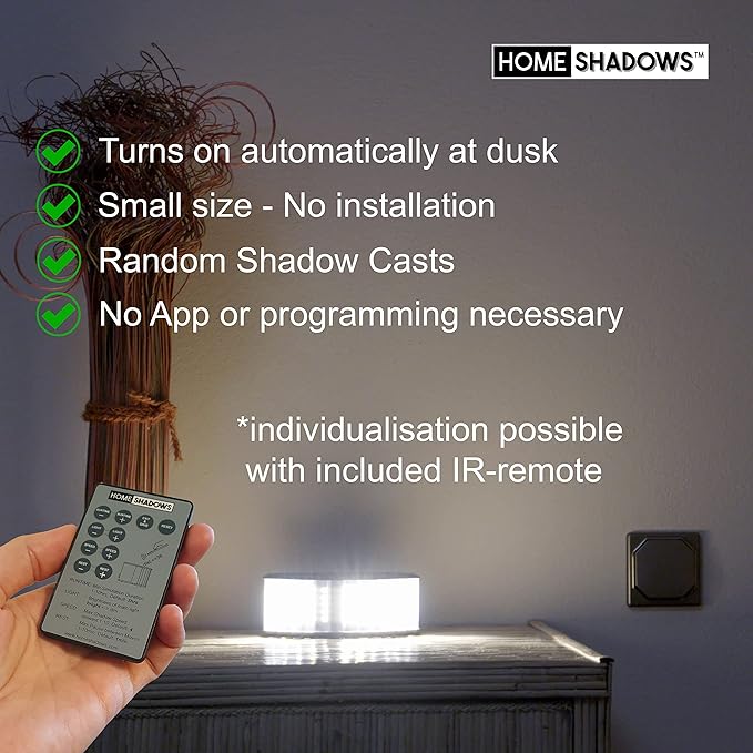 Attendance Simulator - DIY Home Security System That Casts Shadows on Curtains or Walls to Deter burglars Before They Try to Break in - Security Light for Home Safety - Black