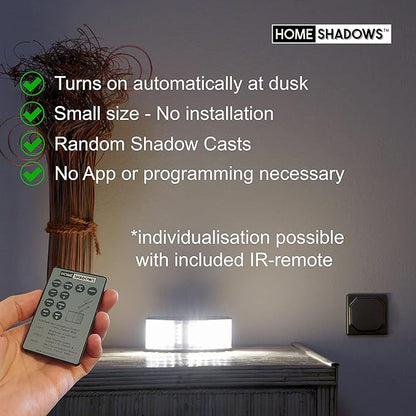 Attendance Simulator - DIY Home Security System That Casts Shadows on Curtains or Walls to Deter burglars Before They Try to Break in - Security Light for Home Safety - Black