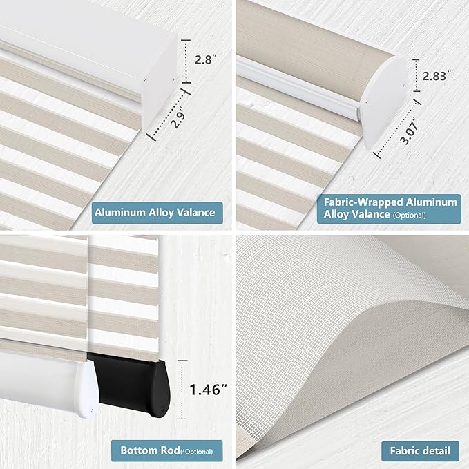 Bringnox Smart Motorized Zebra Roller Blinds - 85% Blackout, Remote Control, Works with HomeKit, Google Home & Alexa via Hub, Custom Size