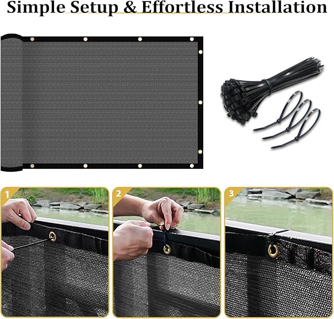 Shade&Beyond 3' X 10' Fence Privacy Screen Heavy Duty 170 GSM Fencing Mesh Shade Net Cover for Wall Garden Back Yard Outdoor Home Decoration, Dark Gray