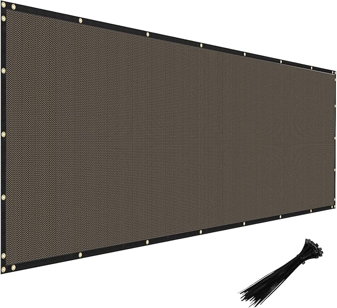 Windscreen4less Privacy Fence Screen Heavy Duty Windscreen Fencing Mesh Fabric Shade Net Cover with Brass Grommtes for Outdoor Wall Garden Yard Pool Deck, 6'x128' Brown