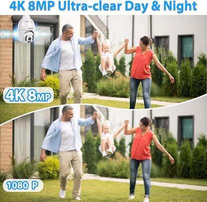EVERSECU 4K 8MP UHD Screw-in 4 Inch PTZ Security Camera, Outdoor Waterproof, Wireless 2.4G&5Ghz WiFi, ONVlF&RTSP Stream, 360° View, Auto Tracking, 2 Way Audio, Motion Detection, Remote View