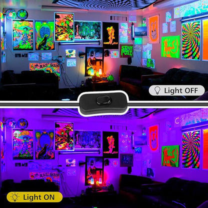T-SUN 72W LED Black Light Bar, Blacklight Bars with Plug and Switch Light Up 22x22ft Area Strip Lights for Glow Party Body Paint Fluorescent Poster Halloween Bedroom Classroom Stage Lighting 2 Pack