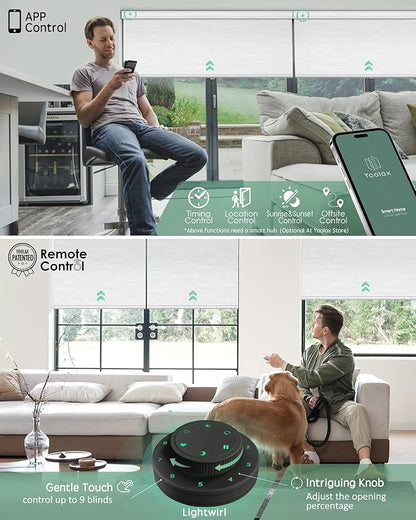 Yoolax Motorized Blinds with Remote, 100% Blackout Smart Blinds Work with Alexa, Google, Apple Homekit, Motorized Shades for Bedroom, Custom Electric Shades Voice Control (Jacquard White)