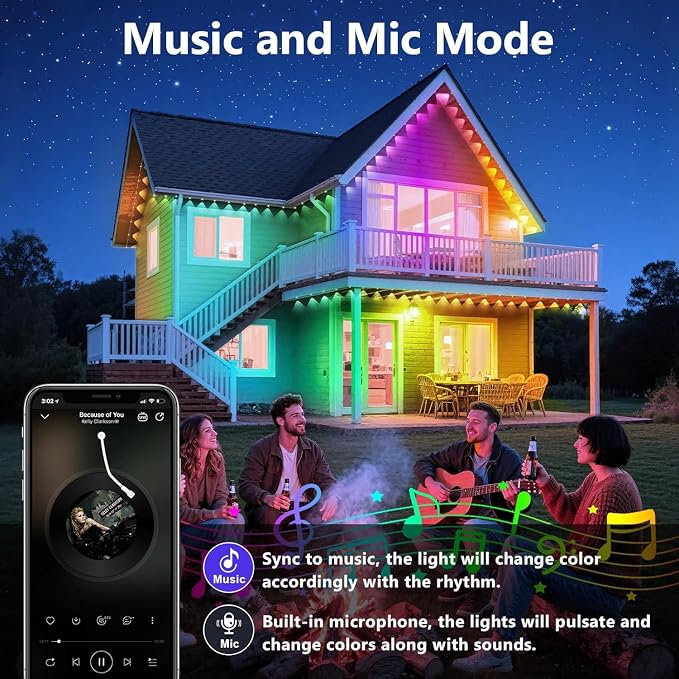 LETIANPAI 300FT Permanent Outdoor Lights,RGB Eaves Light with App Control Remote,DIY Scene Modes IP67 Waterproof Under Eave Lighting,Outdoor Lights for Decor,Garden Decor,House,Party