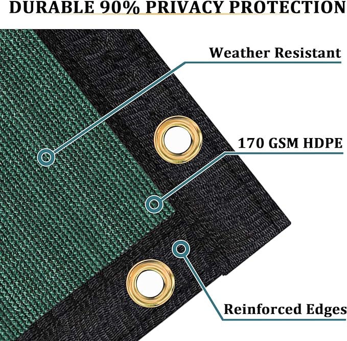 Shade&Beyond 6'x7' Dark Green Privacy Screen Fence Cover 170 GSM Fencing Mesh Fence Panel for Wall Garden Yard Backyard Indoor Outdoor Home Decoration