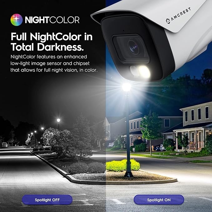Amcrest UltraHD 4K (8MP) IP PoE AI Camera, FOV 129°, 49ft Color Nightvision, Security Outdoor Bullet Camera, Human & Vehicle Detection, Active Deterrent, 4K @15fps, (REP-IP8M-2796EW-AI) (Renewed)