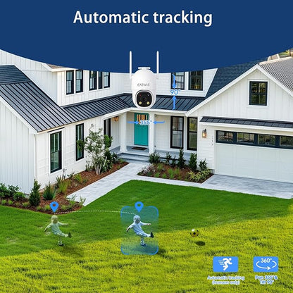 4G Cellular Solar Security Camera Wireless Outdoor,Solar Camera with SIM Card,Solar Powered Camera, 2K Color Night Vision, PTZ 355°/90, AI Motion Detection,AOV 24/7 Recording,IP66,No WiFi
