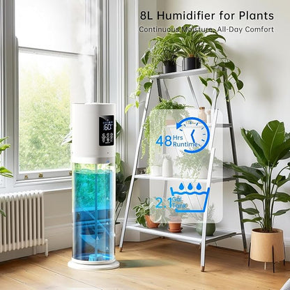 2.1Gal/8L Smart Humidifier Large Room, Top Fill Humidifiers for Bedroom with Diffuser, 7 Color Lights,16H Timer, Auto Mode, APP Remote Control, 4 Levels Cool Mist Air Humidifier for Plants Home
