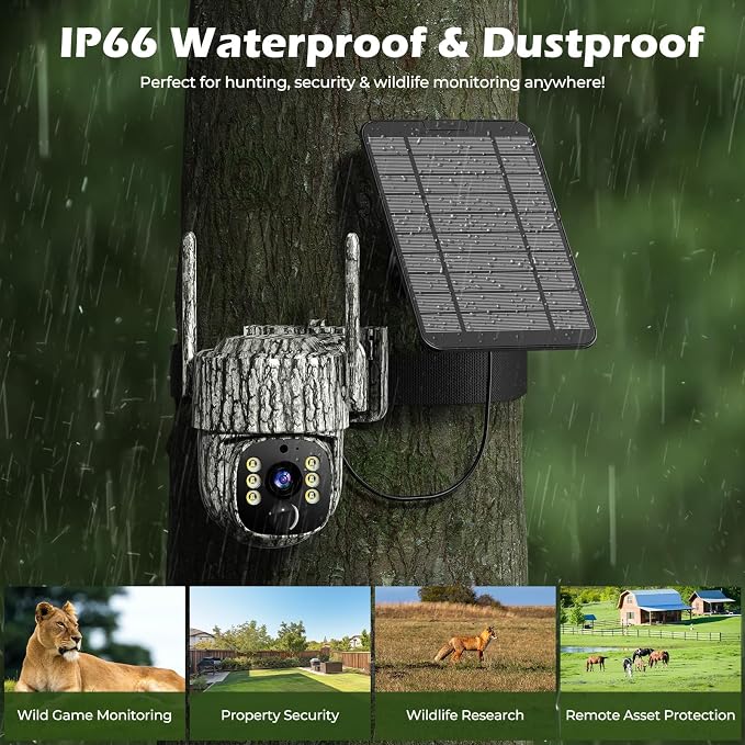 4G LTE Cellular Trail Camera, 2.5K 360° Live Feed with SIM Card Included