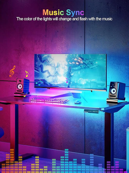 KANTUTOE Under Monitor Light Bar, App and Remote Control Gaming Ambient Lights,Music Sync Color Changing, 16 Million Colors, Timing, USB Powered RGB Light Bar for Monitor/TV/PC Back (2pcs)