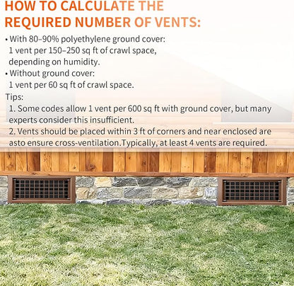 Crawl Space Foundation Vent Cover Automatic 8x16 Inch, Brown 10 Pack | Auto Open/Close at 40°F-70°F, Freeze Protection & Energy Saving, DIY Replacement for House, Mobile Home & Skirting, Plastic