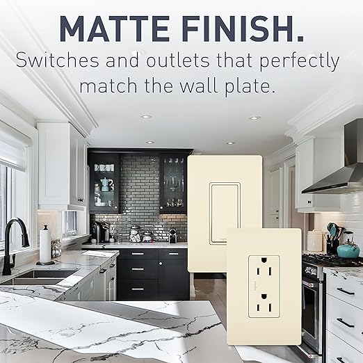 Legrand radiant TM873LACP4 15 Amp Rocker Wall Switch, 3-Way Decorator Light Switches, Light Almond (5 Pack)