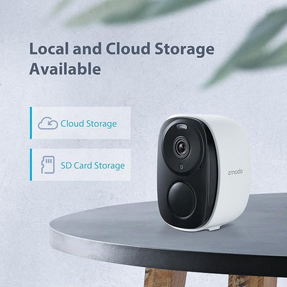 Zmodo Outdoor Wireless Security Camera -Wire-Free, Rechargeable, Battery Powered Indoor Camera 100-degree view,Night Vision, Motion Detection,2-Way Audio, IP65 Waterproof, Cloud/SD Storage,Alexa-Ready