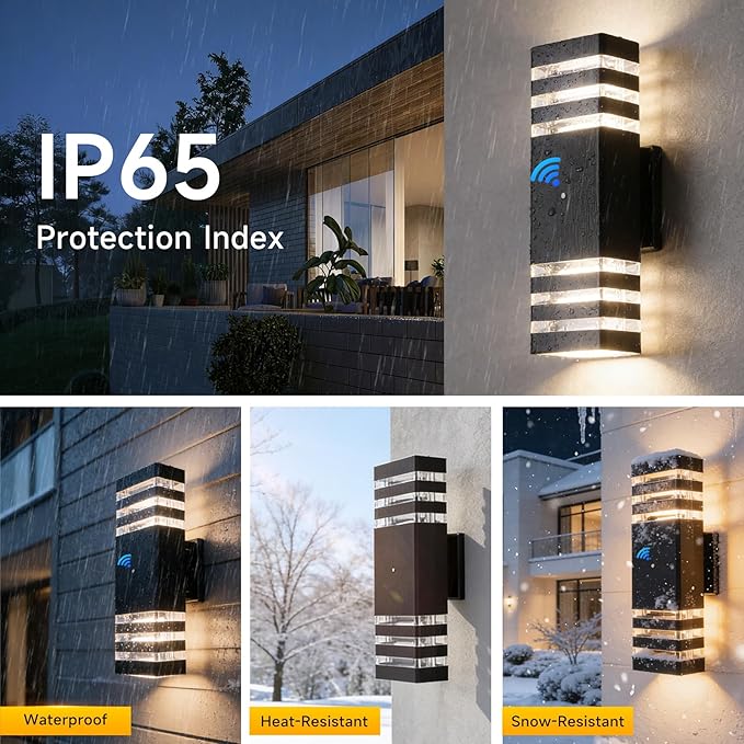 CANMEIJIA Dusk to Dawn Outdoor Sconce Lights 2 Packs,GU10 3000K Exterior Wall Light IP65 Waterproof Aluminum Outdoor House Lights Wall Mount for House Garage Patio Garden