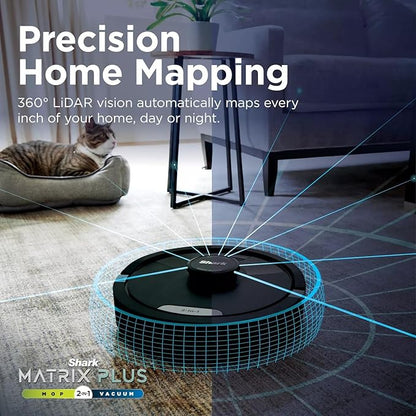 Shark RV2610WA AI Ultra 2in1 Robot Vacuum & Mop with Sonic Mopping, Matrix Clean, Home Mapping, HEPA Bagless Self Empty Base, CleanEdge Technology, for Pet Hair, WiFi, Black/Silver (Renewed)