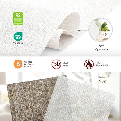 HeyBlinds Motorized Solar Shades with Remote, Light Filtering Mesh Roller Shades, Flame Retardant Smart Blinds, UV Blocking, Alexa Google HomeKit Compatible, Custom Size (Vintage Ivory-8% Openness)