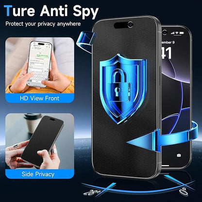 YWXTW 2 Pack Matte Privacy Screen Protector for iPhone 16 Pro, 28° Anti-Spy iPhone 16 Pro Privacy Screen Protector Anti-Glare & Anti-Fingerprint Case Friendly Tempered Glass Film, Bubble Free