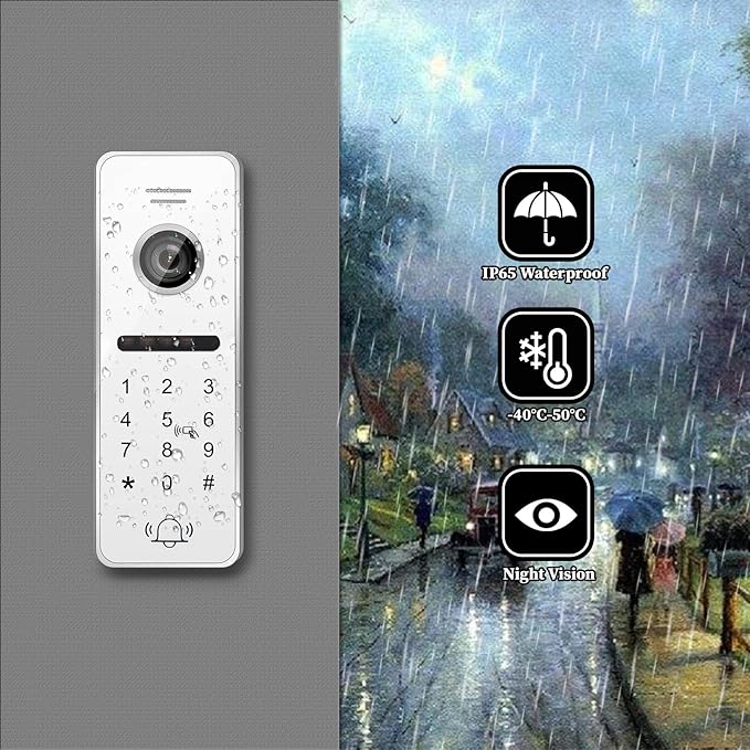 Wired Video Doorbell Apartment Intercom 3 Unit 7 Inch Touch Screen Monitor 1080P HD Camera 4 in 1 Unlocking Support RFID Card Password WiFi Smart Home Door Phone Kits for Home Villa,32G