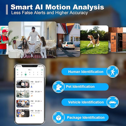 Security Cameras Wireless Outdoor, 2K Battery Powered Indoor Camera/WiFi Camera for Home Security with AI Motion Detection, Color Night Vision, Spotlight, Siren, Waterproof, SD/Cloud Storage