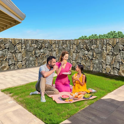 Shade&Beyond 4' X 9' Privacy Fence Screen Customized 450 GSM PVC Printed Privacy Fence with Zip Ties for Courtyards, Pools, Balconies-Stone