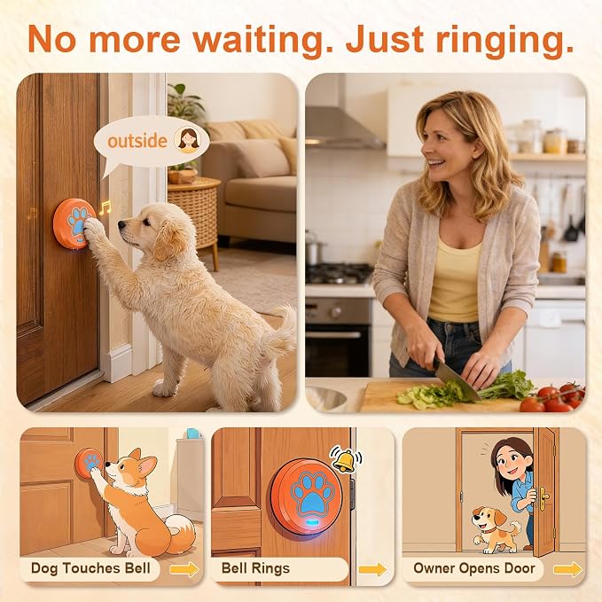 ChunHee Bells for Dog Training to Go Outside - Dog Door Bell with 36 Custom Sounds | Bell for Dogs to Ring to Go Potty | 5 Adjustable Volume(0-115dB) | Teach Puppies to Signal to Go Outside