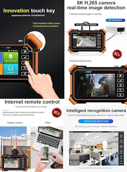 IP Camera Tester IPC-1910 Plus 4 inch Touch Screen IPC Tester 8K IP Camera Test 4K 8MP Coax AHD CVI TVI Display Video MonitorSupport H.265 POE PTZ WiFi RS485 Replace Camera Tester