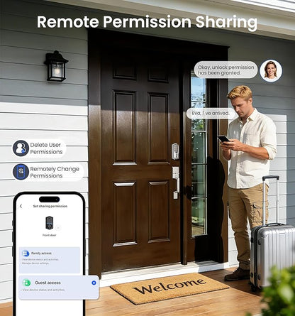 Veise VE027 Built-in Wi-Fi Smart Lock, Fingerprint Keyless Entry Front Door Lock, App Remote & Voice Control, No Hub Needed, Touchscreen Keypad Deadbolt, IP65 Waterproof, BHMA Grade 3, Satin Nickel