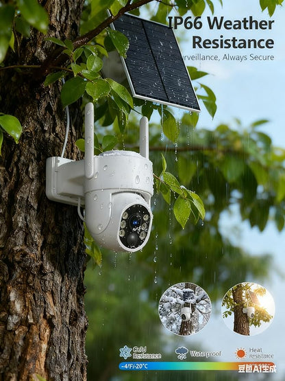 Gianteye 4G LTE Cellular Solar Security Cameras Wireless Outdoor, No WiFi Solar & Battery Powered Outdoor Security Camera, 2K Color Night Vision, Human Detection, Built in TF/SIM Card