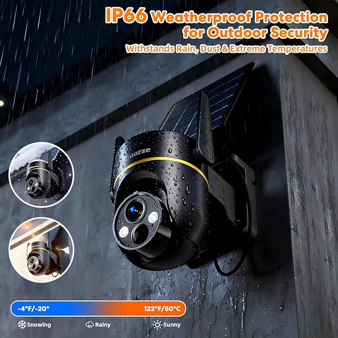 5G&2.4GHz 4MP Solar Security Camera Wireless Outdoor, 100% Wire-Free Home Security Camera w/ WiFi 6, Battery Powered Outdoor Camera, 360° PTZ, Color Night Vision, AI Motion Detection, IP65 Waterproof