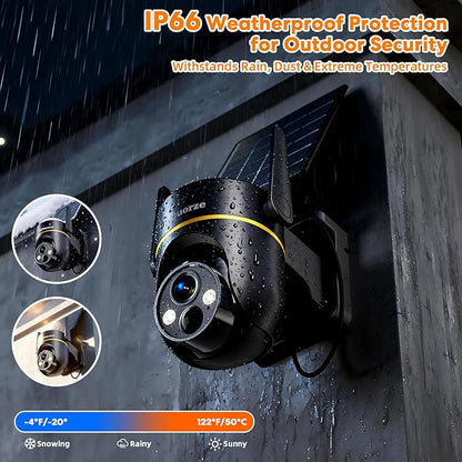 5G&2.4GHz 4MP Solar Security Camera Wireless Outdoor, 100% Wire-Free Home Security Camera w/ WiFi 6, Battery Powered Outdoor Camera, 360° PTZ, Color Night Vision, AI Motion Detection, IP65 Waterproof