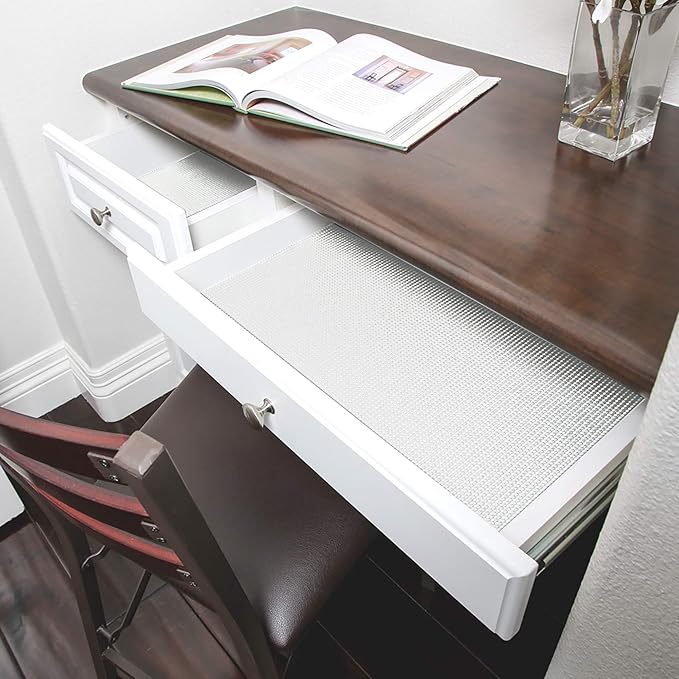 Smart Design Classic Grip Shelf Liner – 18in x 5ft – Non-Adhesive Drawer Liner with Strong Grip Helps Protect and Personalize Your Home Organization and Storage – White