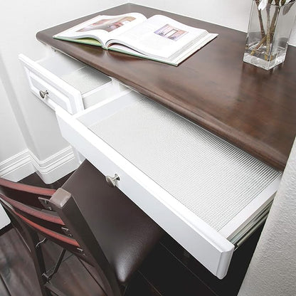 Smart Design Classic Grip Shelf Liner – 18in x 5ft – Non-Adhesive Drawer Liner with Strong Grip Helps Protect and Personalize Your Home Organization and Storage – White