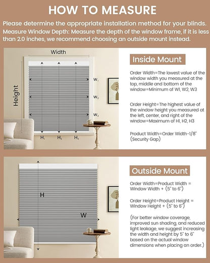 Kincmo Motorized Cellular Shades, Custom Motorized Blinds with Remote, Cordless Smart Electric Honeycomb Blinds Work with Apple HomeKit, Alexa, Google (100%-Blackout-Double-Cell Grey)