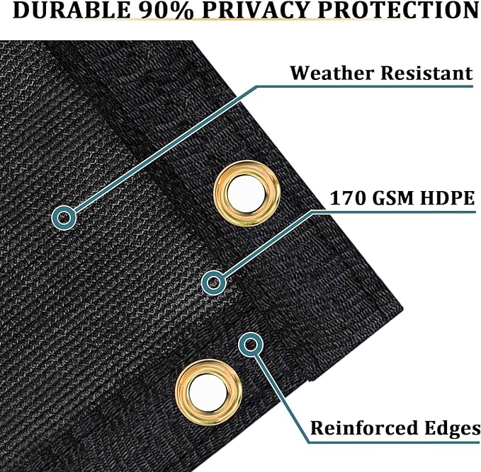 Shade&Beyond 6'x88' Black Privacy Screen Fence Cover 170 GSM Fencing Mesh Fence Panel for Wall Garden Yard Backyard Indoor Outdoor Home Decoration