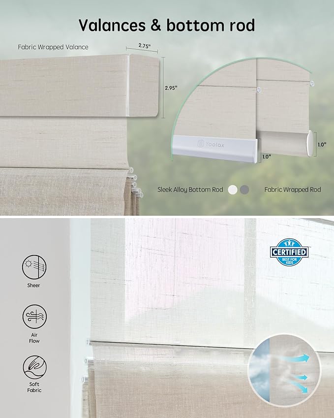 Yoolax Motorized Roman Shades with Remote, Smart Roman Shades for Windows, Semi Sheer Automatic Blinds Work with Alexa, Google, Apple Homekit for Living Room, Dining Room, Customized (Light Coffee)
