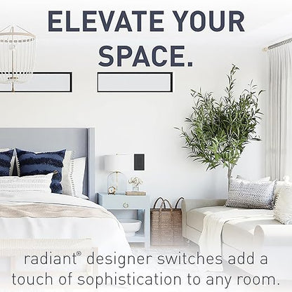 Legrand radiant TM870GCC10 15 Amp Rocker Wall Switch, Single Pole Decorator Light Switches, Graphite (1 Count)
