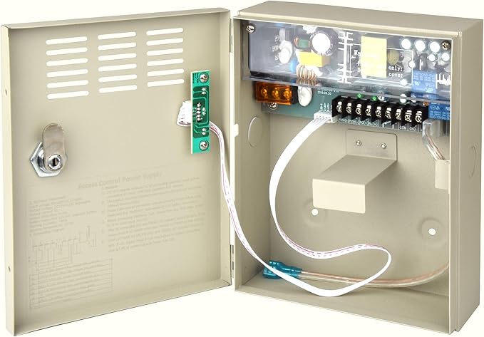EVERSECU UPS Power Supply for Door Access Entry System, AC 110-240V to DC 12V 5A Worldwide Voltage with Battery Link for Acess Control Electronic Magnetic Lock (Battery Not Included)