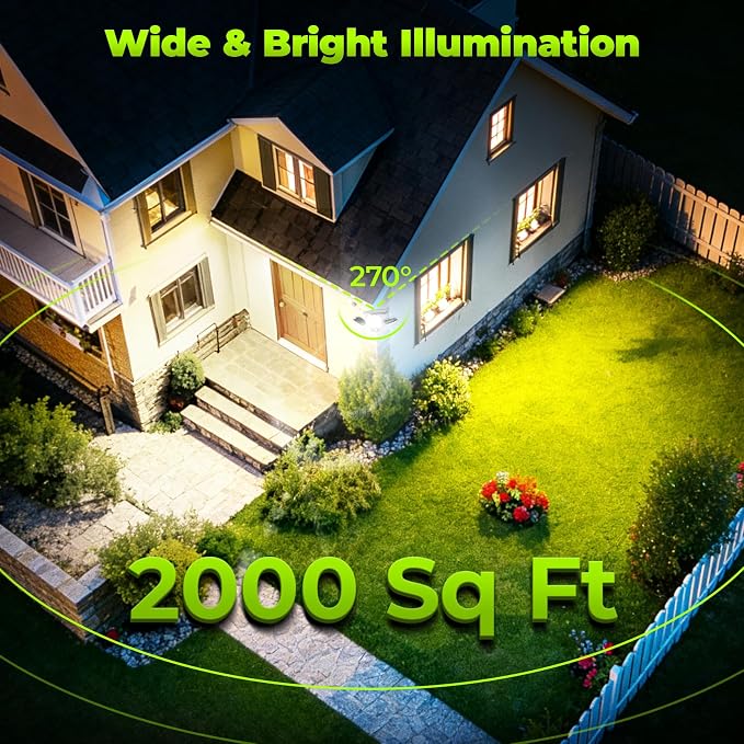 6000mAh Solar Motion Sensor Outdoor Lights with 3 Modes