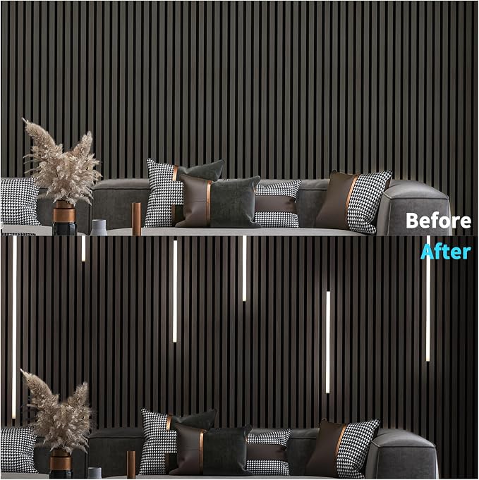 Art3d LED Recessed Strip Lighting Kit with Remote Switch, 6-Pack, White | Self-Adhesive, Low Heat, Energy Efficient, Easy to Install, Versatile Size, for Wood Slat Wall Panel, Headboards