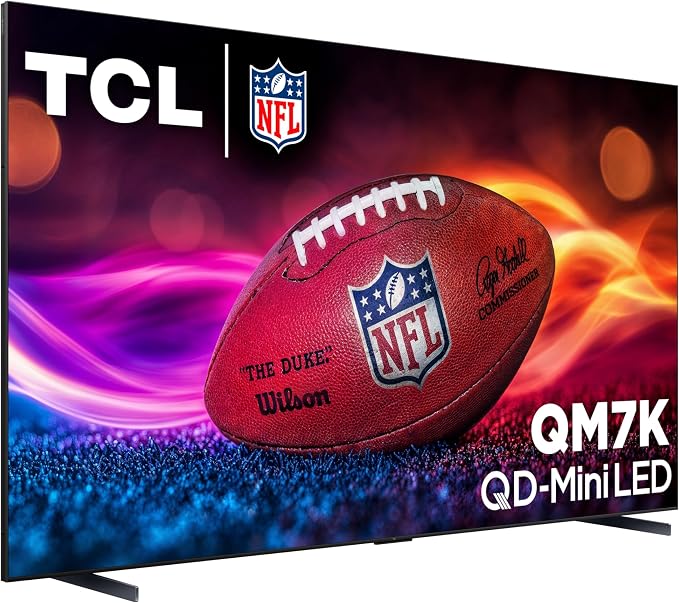 TCL 115-Inch QM7K QLED 4K Smart QD-Mini LED TV with Google TV (115QM7K, 2025 Model) Dolby Vision IQ, Dolby Atmos, HDR, Game Accelerator up to 288Hz, Voice Remote, Compatible with Alexa