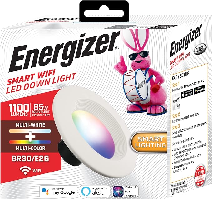 XTREME DIGITAL LIFESTYLE ACCESSORIES 12-Pack Energizer Smart WiFi Multi Color and Multi White 5”/6” LED Recessed Downlight BR30 E26 Screw Base 1100 Lumens 85W